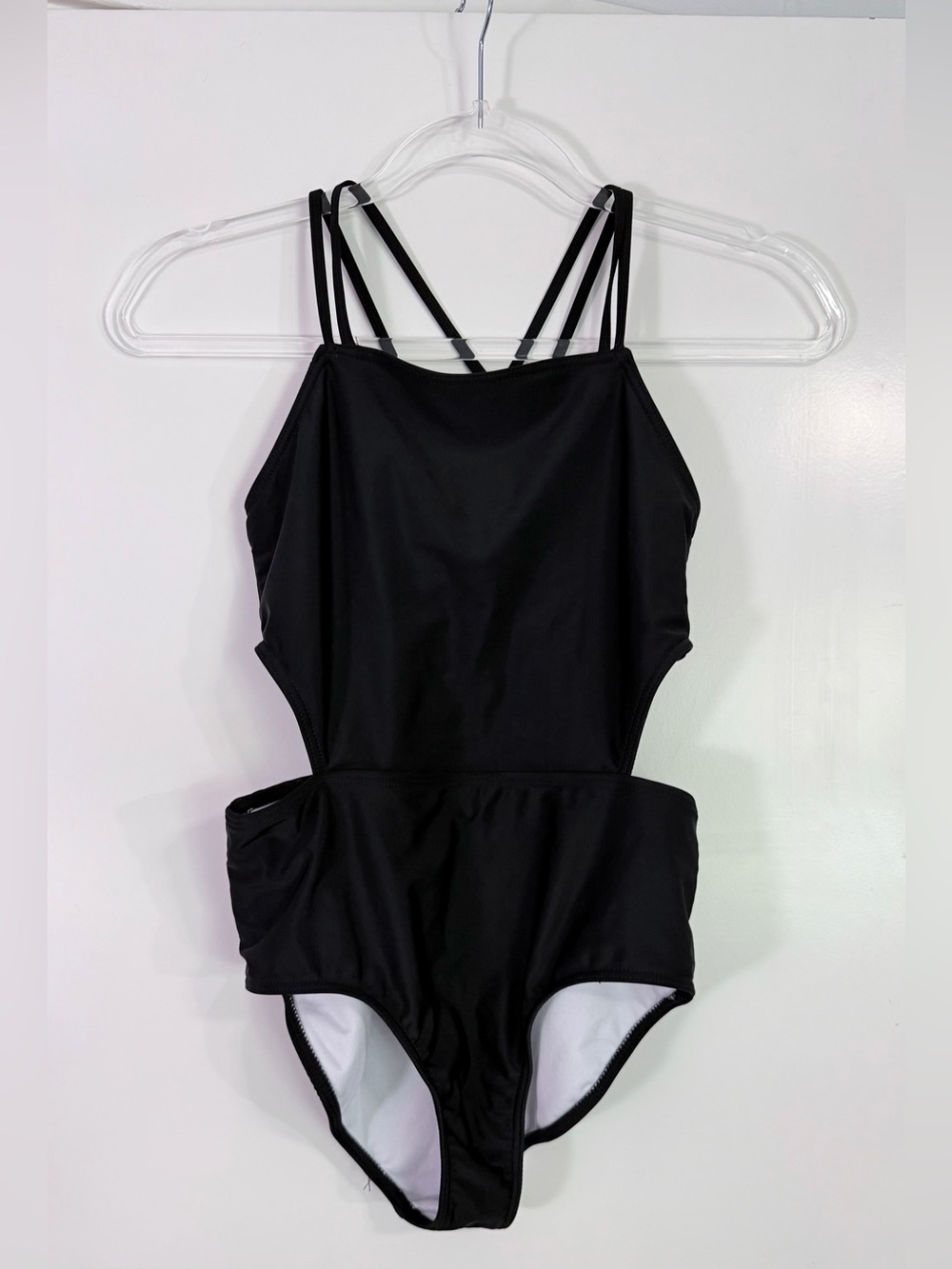 NWOT Kanu Surf Black Cutout One Piece Swimsuit Girls Size 14
